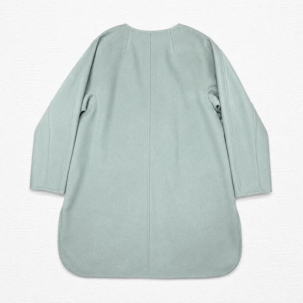 Jill Wool Blend Coat XL White Jade Collarless Snap Front NWT